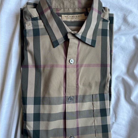 Men's Tan Plaid dress shirt - Picture 8 of 15